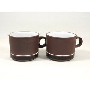 Set of 2 Hornsea Coffee Mugs "Contrast" Pattern Flat Cup Made in England